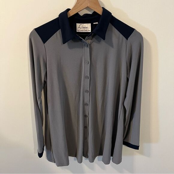 NWOT Linea by Louis Dell'Olio Moss Crepe Button Front Shirt | Size XS - Picture 1 of 7